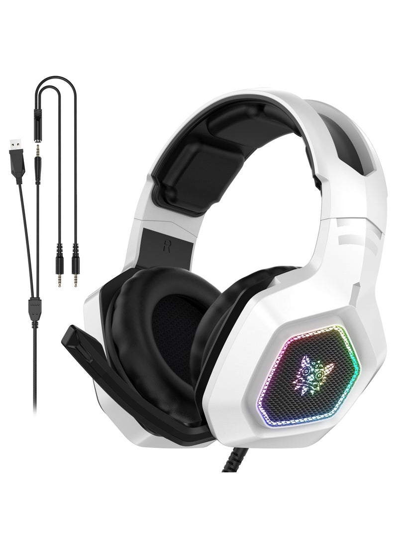 أونيكوما سماعة الألعاب السلكية K10 RGB مع ميكروفون أبيض - Image 1